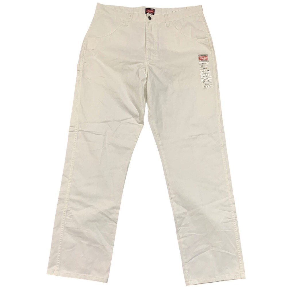 Wrangler Painter Pants Mens 36x34 White Relaxed Fit Workwear New 112320238